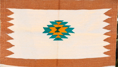 GEOMETRIC - Tan Earth and Fern Green Badi Ghadi - 2 x 2 ft