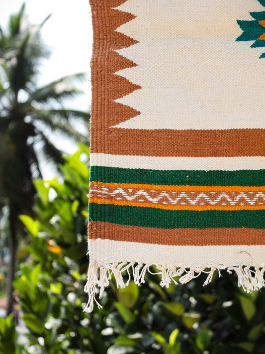 GEOMETRIC - Tan Earth and Fern Green Badi Ghadi - 2 x 2 ft