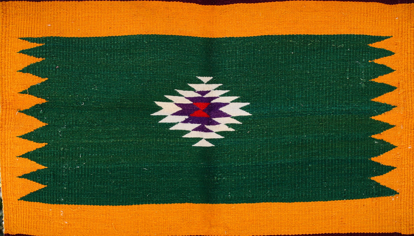GEOMETRIC - Pine Green and Marigold Badi Phool - 2 x 2 ft