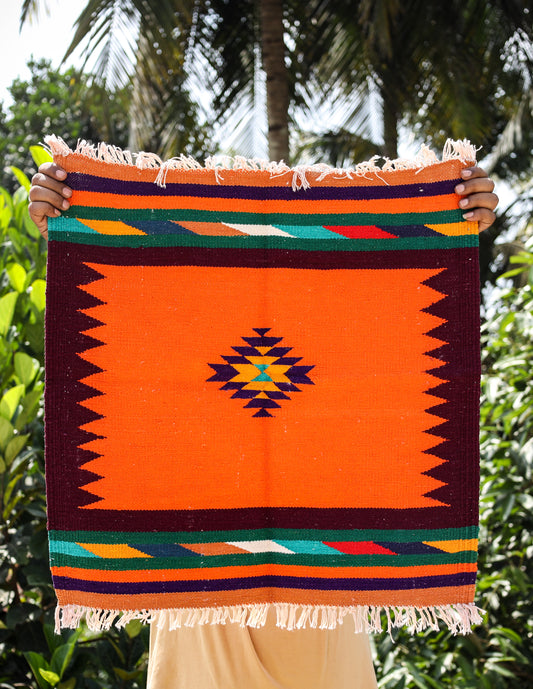 GEOMETRIC - Tangerine and Mahogany Badi Ghadi - 2 x 2 ft