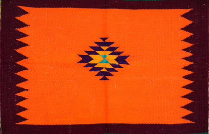 GEOMETRIC - Tangerine and Mahogany Badi Ghadi - 2 x 2 ft
