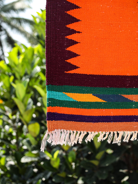 GEOMETRIC - Tangerine and Mahogany Badi Ghadi - 2 x 2 ft