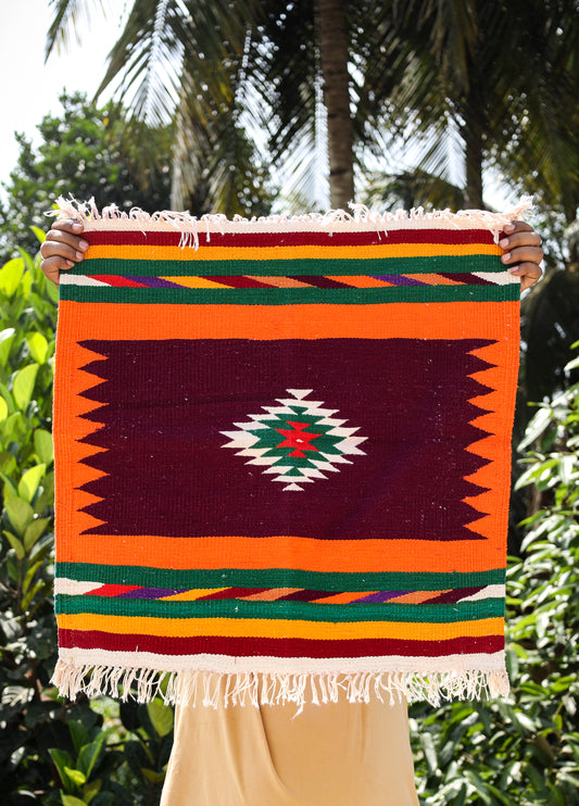 GEOMETRIC - Amber Orange Badi Phool - 2 x 2 ft