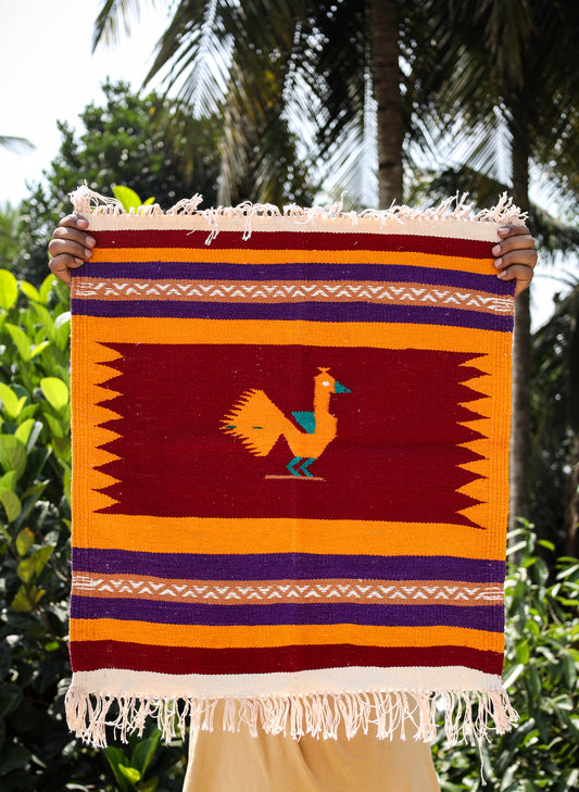 NAVAL - Deep Maroon and Yellow (Mor) - 2 x 2 ft