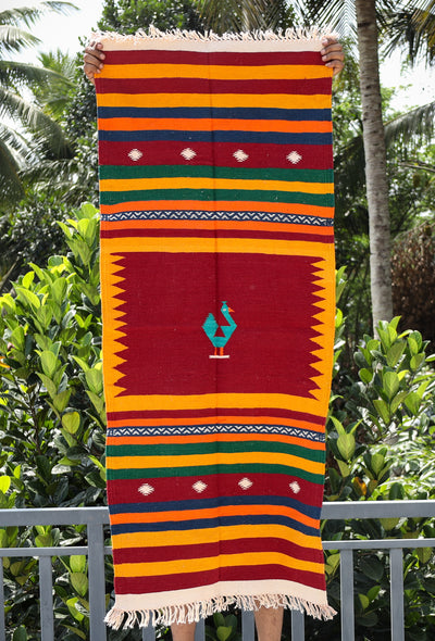 NAVAL - Crimson Maroon and Yellow (Mor) - 2 x 5 ft