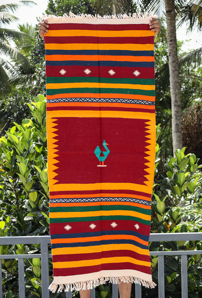 NAVAL - Crimson Maroon and Yellow (Mor) - 2 x 5 ft