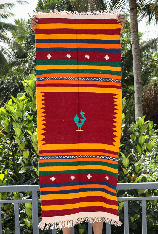 NAVAL - Crimson Maroon and Yellow (Mor) - 2 x 5 ft