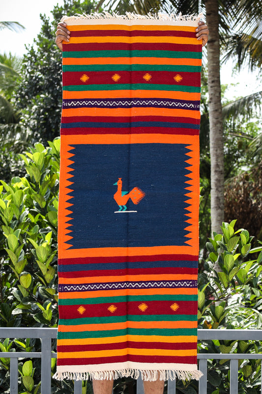 NAVAL - Midnight Blue and Coral Orange (Mor) - 2 x 5 ft