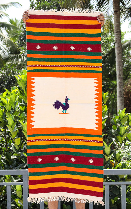 NAVAL - Tangerine Border and Indigo (Mor) - 2 x 5 ft