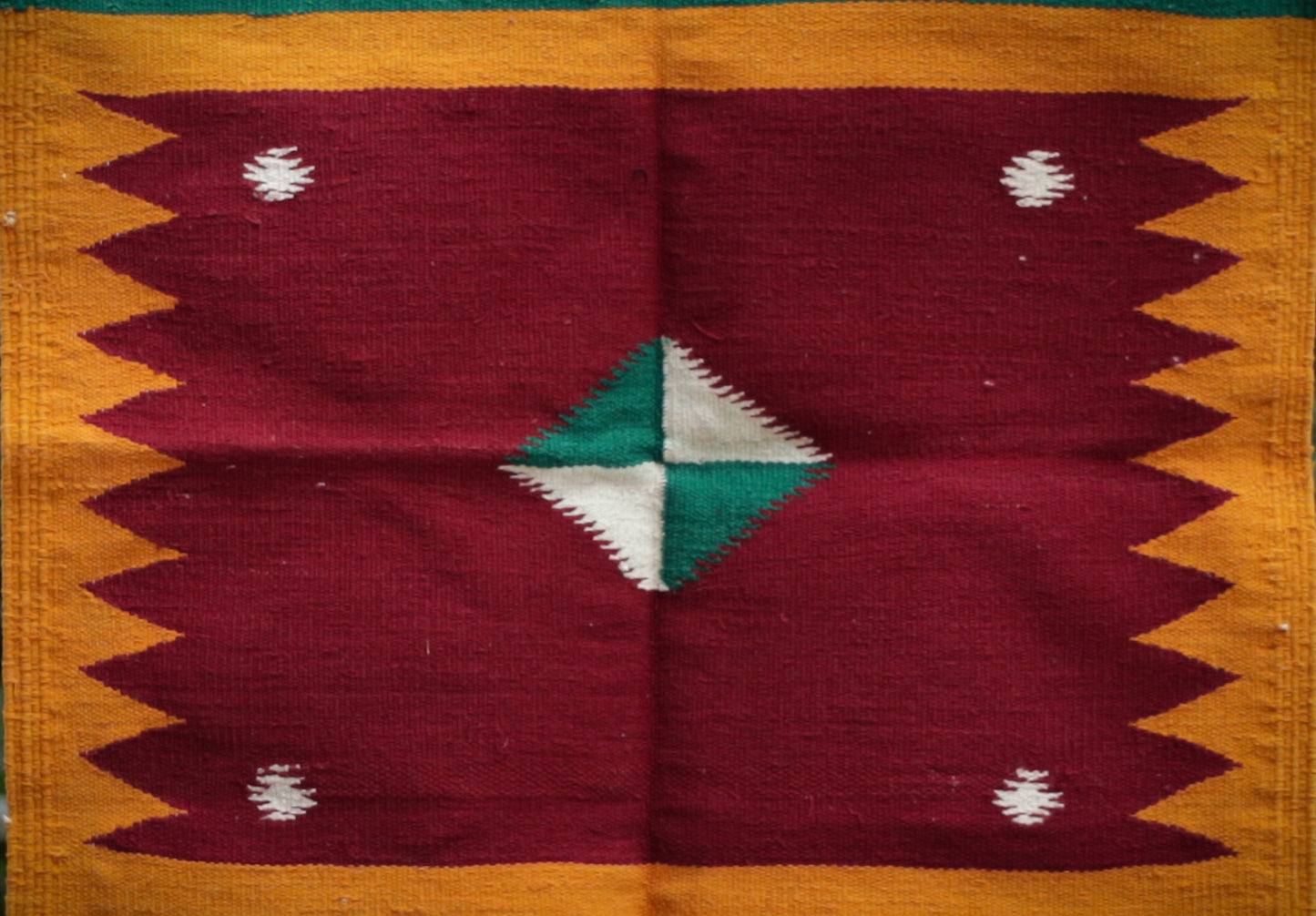 GEOMETRIC - Wine Red  and Mustard - 2 x 2 ft