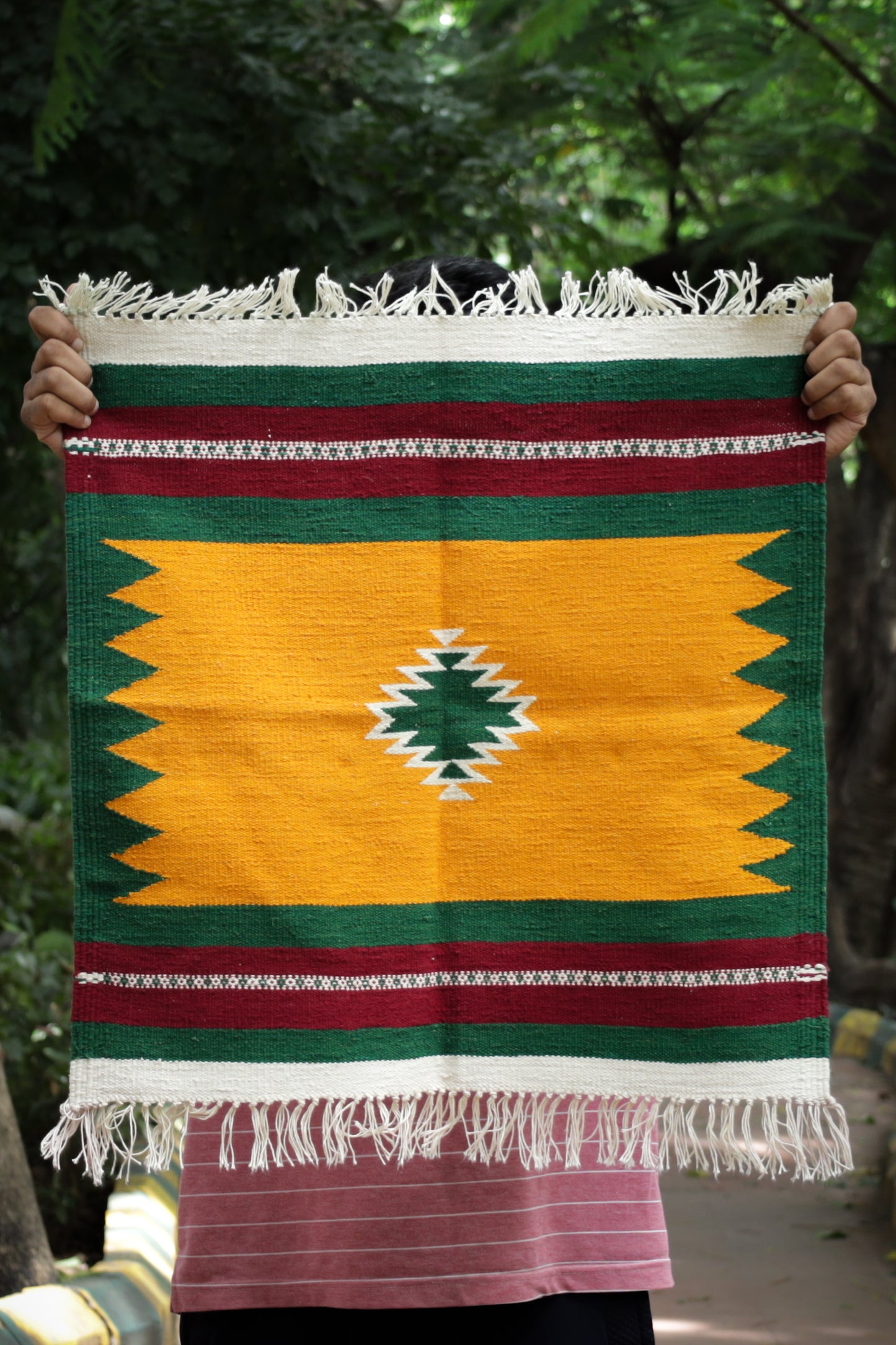 GEOMETRIC - Mustard and Green - 2 x 2 ft