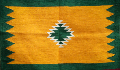 GEOMETRIC - Mustard and Green - 2 x 2 ft