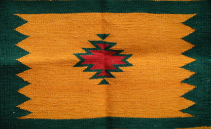 GEOMETRIC - Deep Red and Green - 1.5 x 1.5 ft