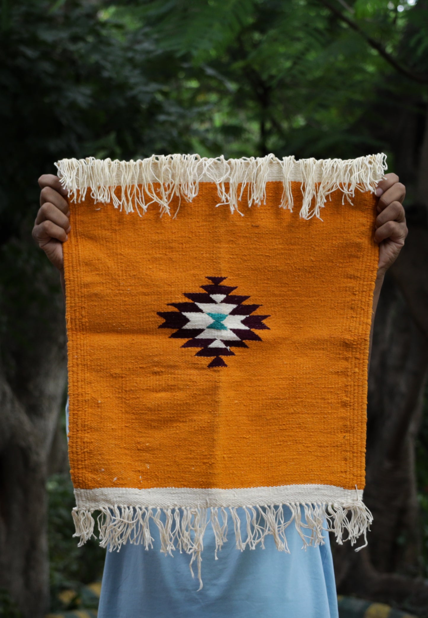 GEOMETRIC - Mustard and Off-White - 1.5 x 1.5 ft