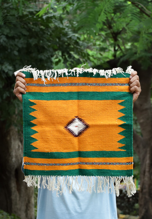 GEOMETRIC - Mustard and Green - 1.5 x 1.5 ft