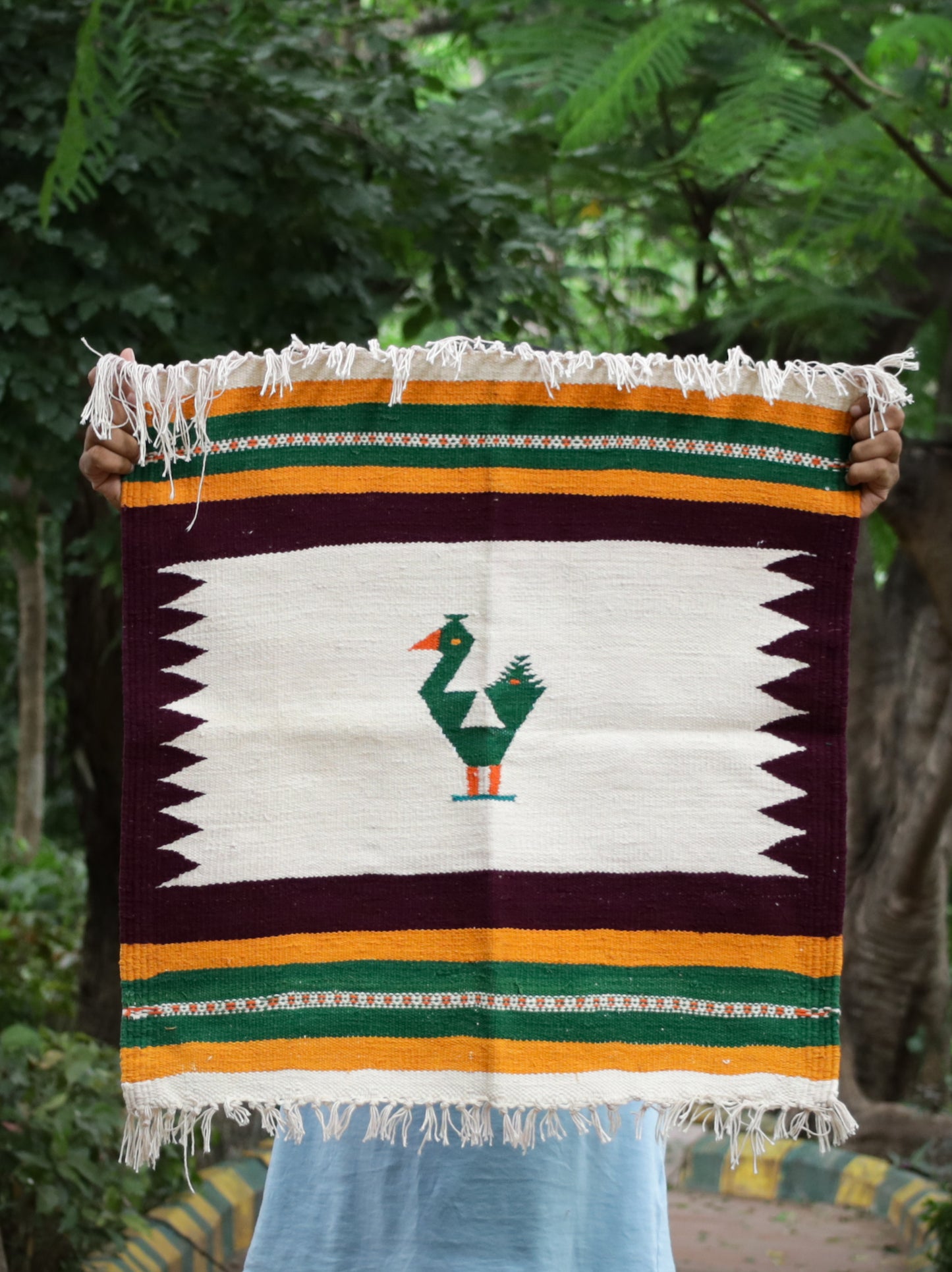 NAVAL - Deep Maroon and Green- 2 x 2 ft