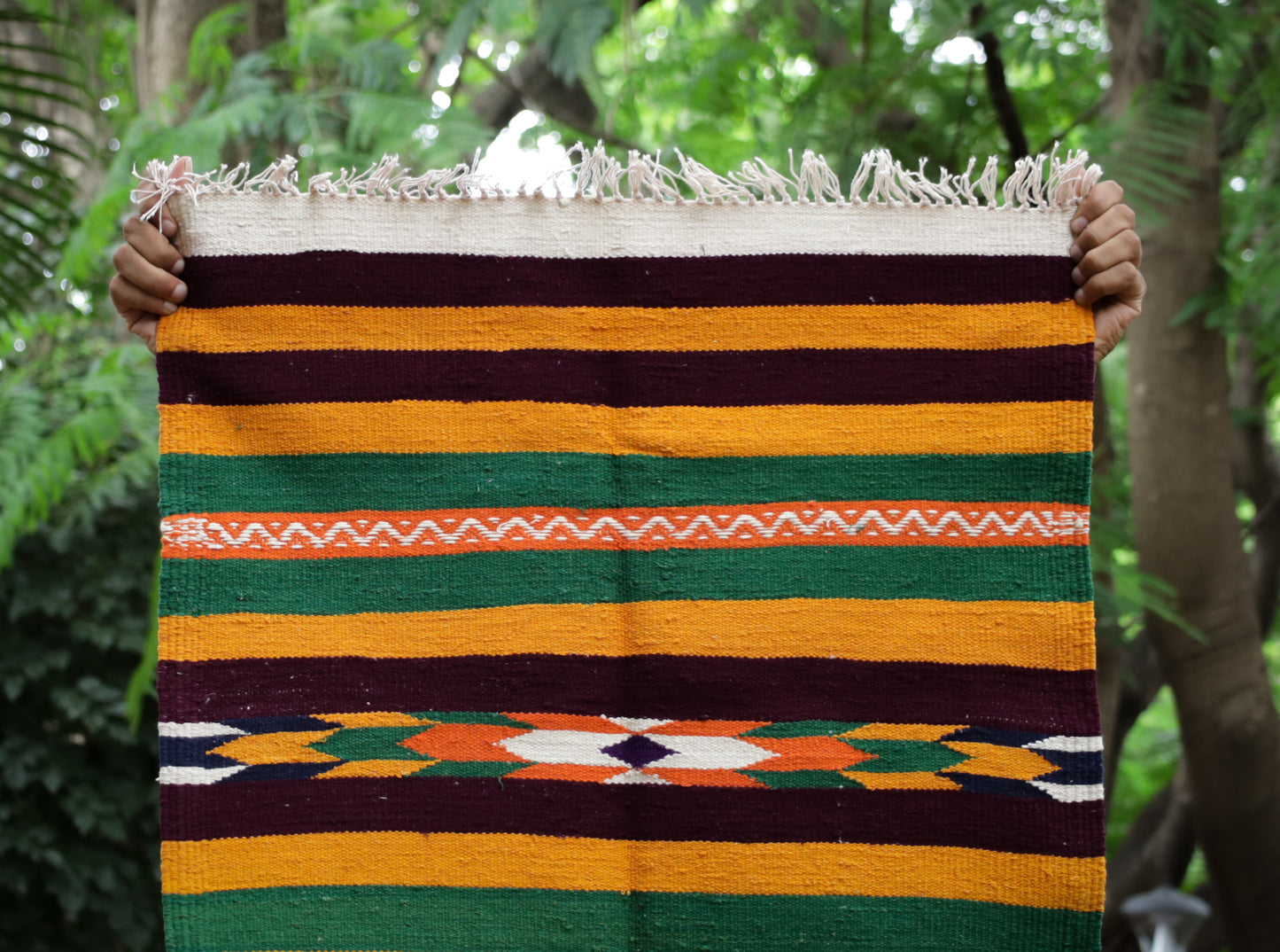 NAVAL - Emerald Green and Maroon Red - 2 x 5 ft