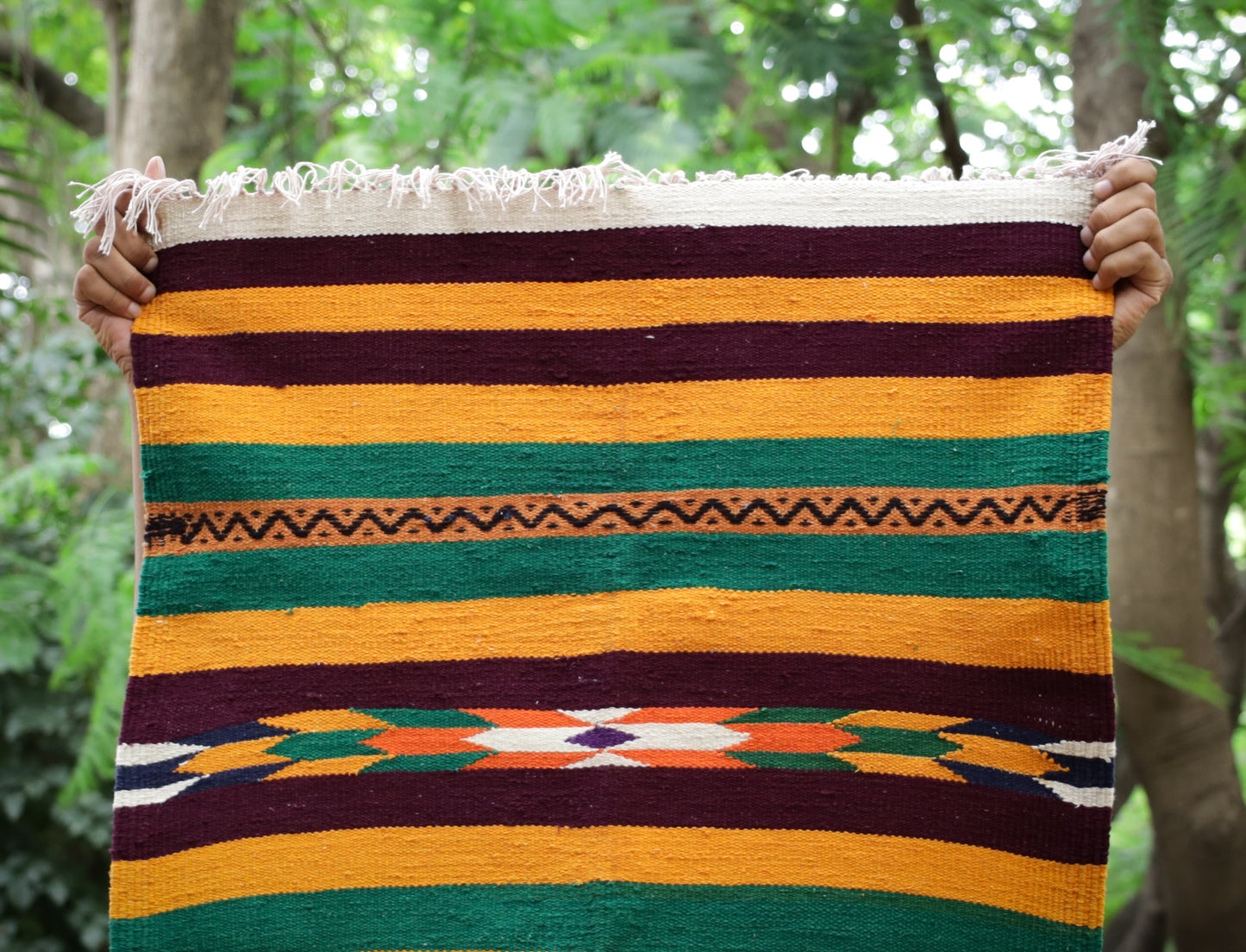 NAVAL - Emerald Green and Jamun Red - 2 x 5 ft