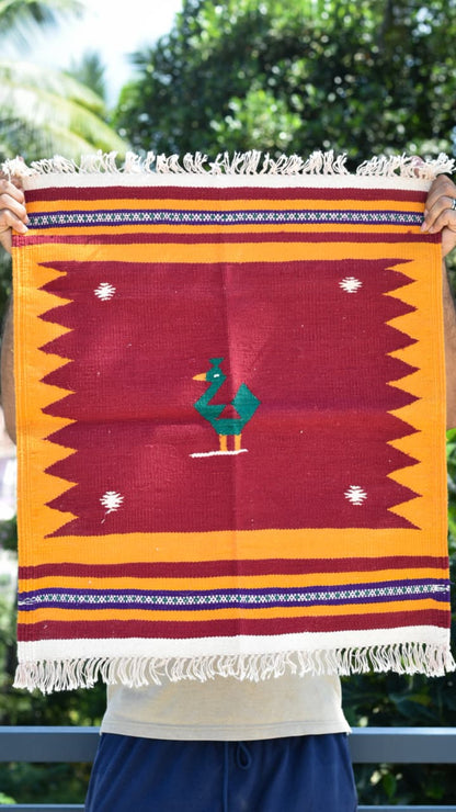 NAVAL - Garnet Red Peacock Motif - 2x2 ft