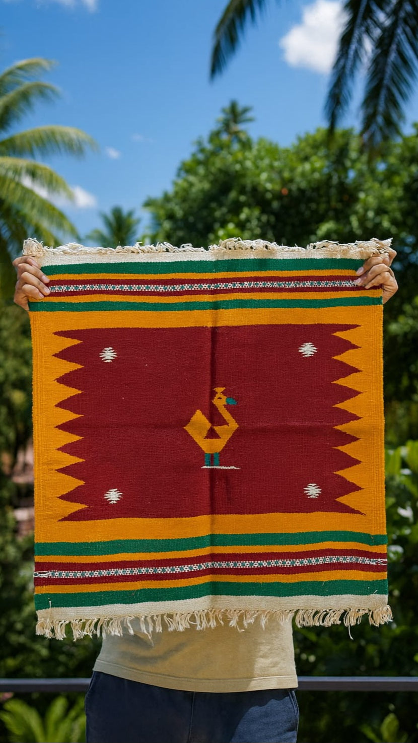 NAVAL - Marigold Crimson Peacock Motif - 2x2 ft