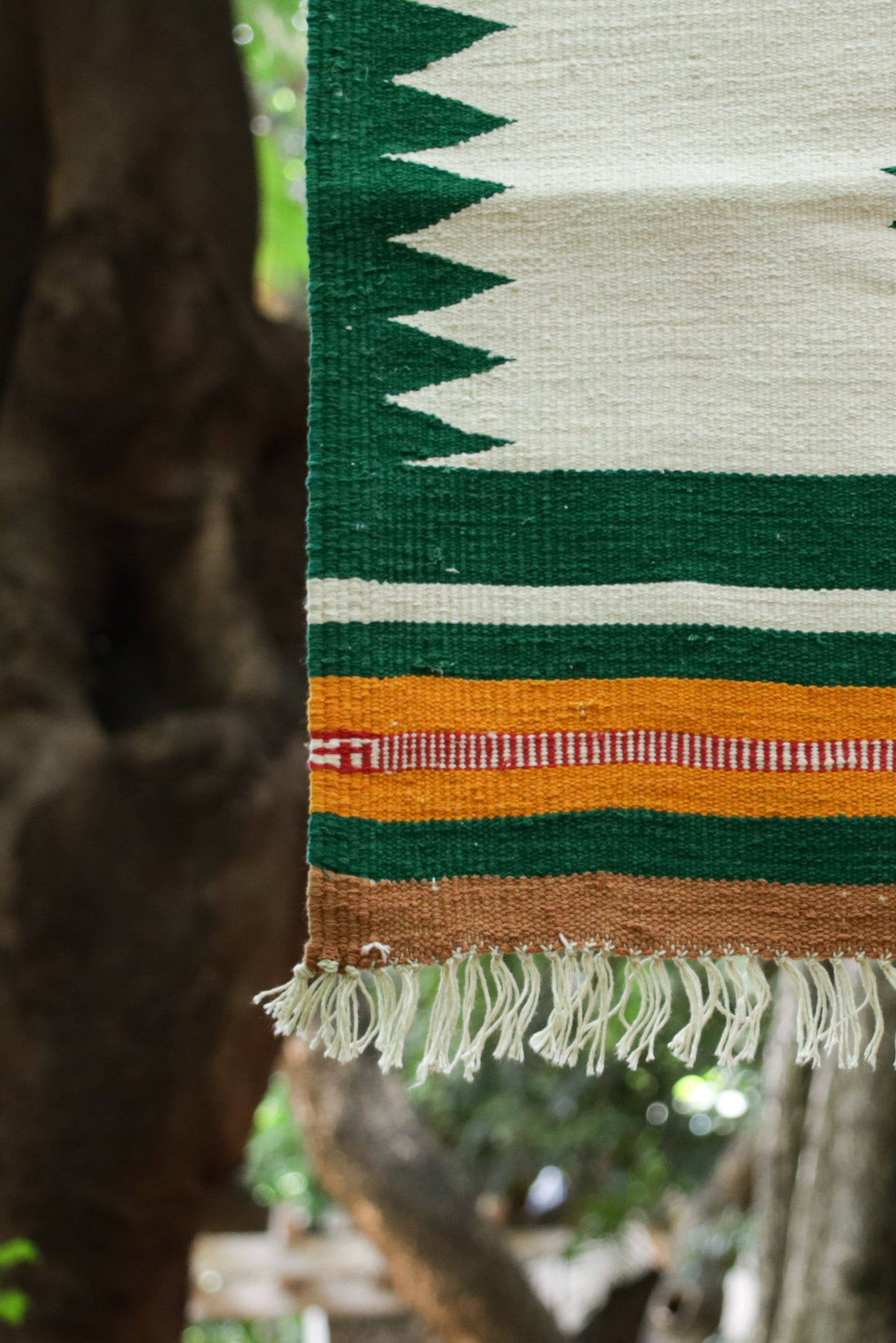 GEOMETRIC - Forest Green & Marigold Ochre - 2 x 2 ft