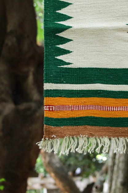 GEOMETRIC - Forest Green & Marigold Ochre - 2 x 2 ft