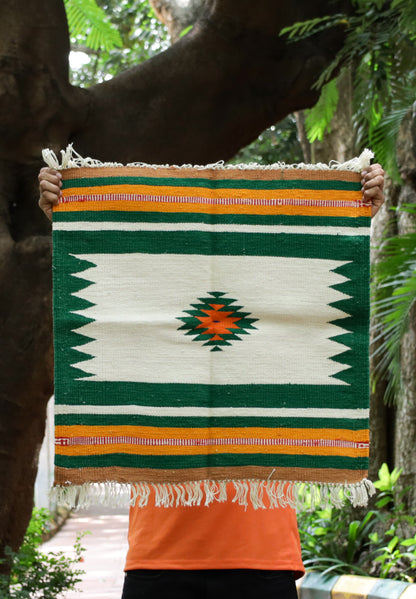 GEOMETRIC - Forest Green & Marigold Ochre - 2 x 2 ft