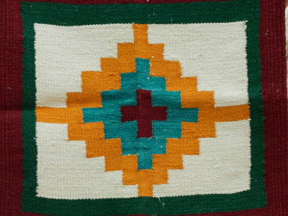 GEOMETRIC - Crimson Maroon & Pine Green 1.5 x 1.5 ft