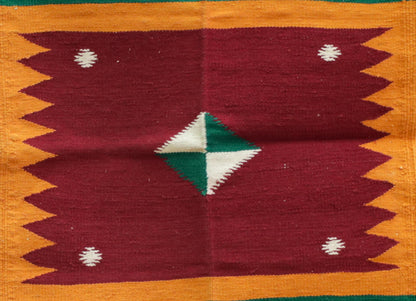 GEOMETRIC - Maroon & Honey Saffron - 2 x 2 ft