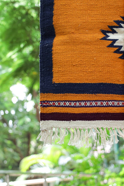 GEOMETRIC - Warm Ochre & Midnight Navy 1.5 x 1.5 ft