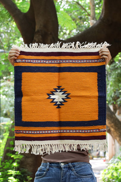 GEOMETRIC - Warm Ochre & Midnight Navy 1.5 x 1.5 ft