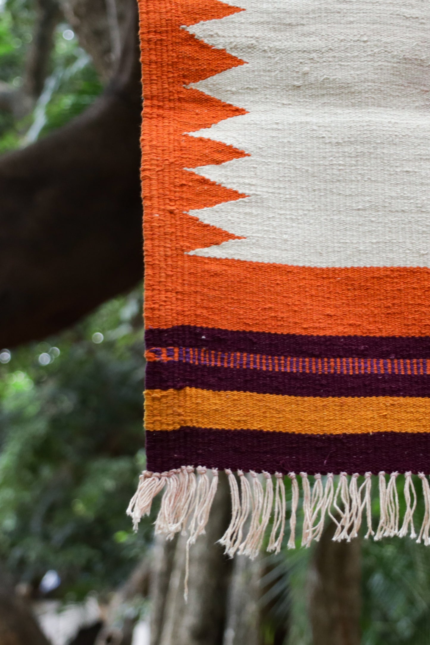 GEOMETRIC - Sunset Orange & Aubergine Plum - 2 x 2 ft