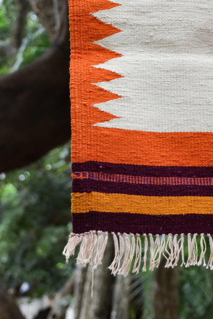 GEOMETRIC - Sunset Orange & Aubergine Plum - 2 x 2 ft