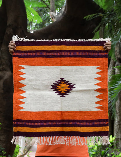 GEOMETRIC - Sunset Orange & Aubergine Plum - 2 x 2 ft