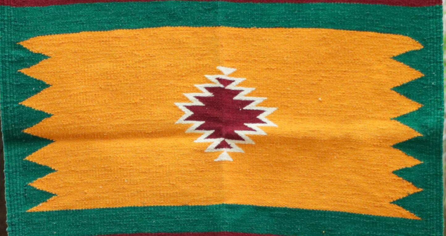 GEOMETRIC - Golden Turmeric & Jade Green - 2 x 2 ft