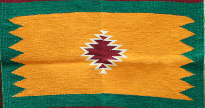 GEOMETRIC - Golden Turmeric & Jade Green - 2 x 2 ft
