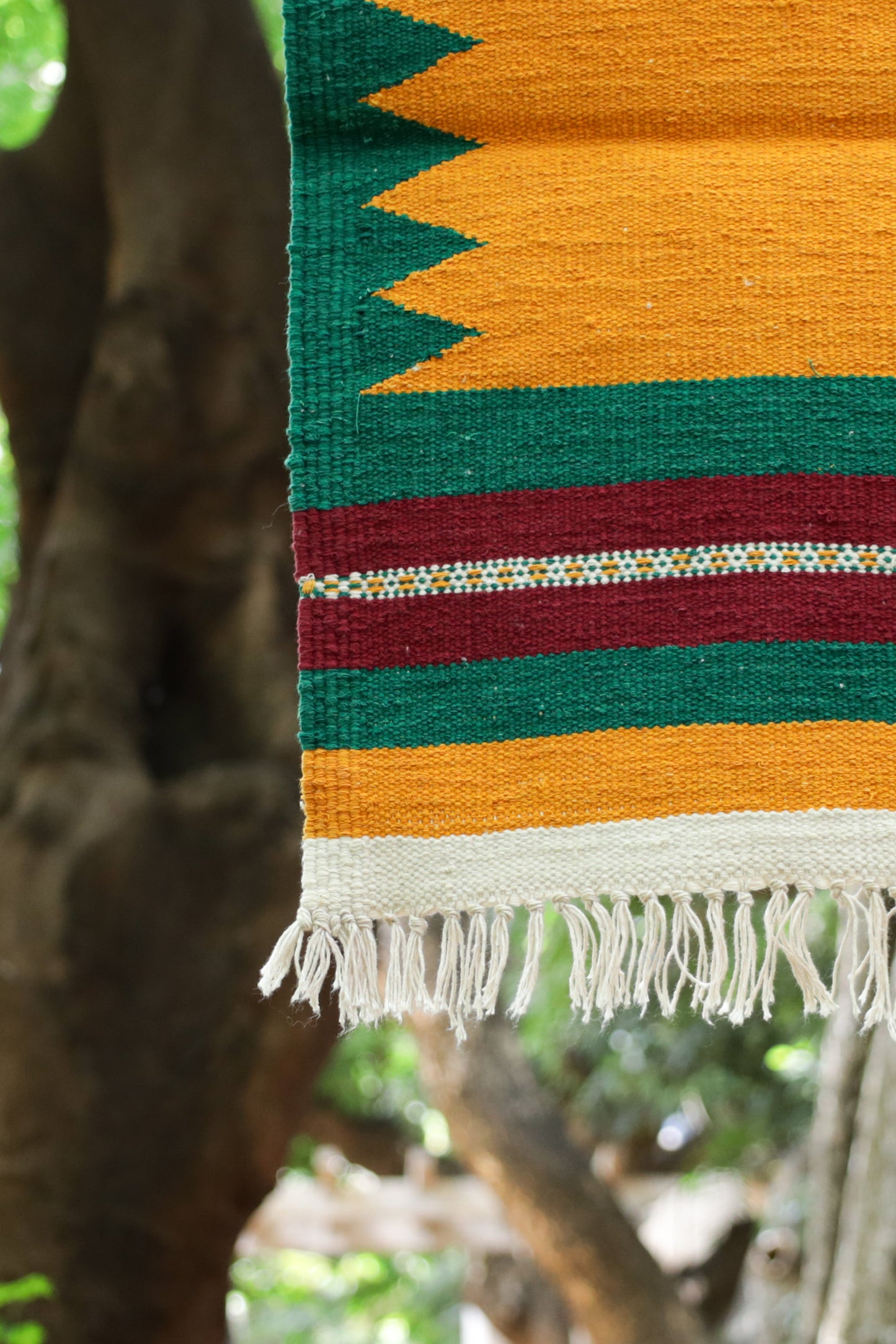 GEOMETRIC - Golden Turmeric & Jade Green - 2 x 2 ft