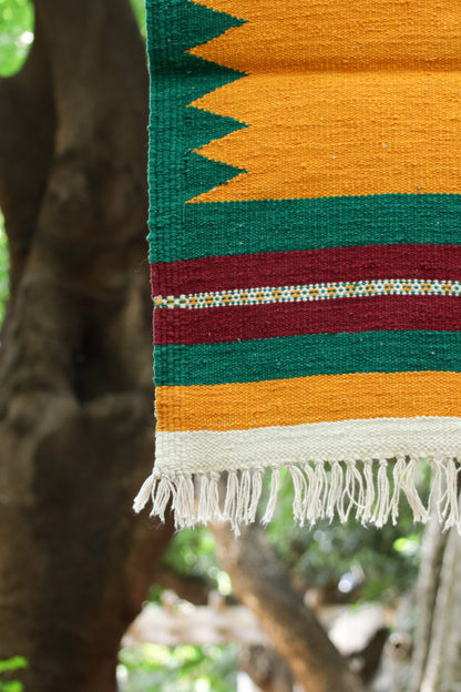GEOMETRIC - Golden Turmeric & Jade Green - 2 x 2 ft