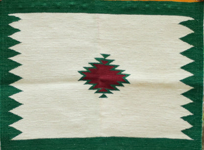 GEOMETRIC - Emerald Green & Garnet Wine - 2 x 2 ft