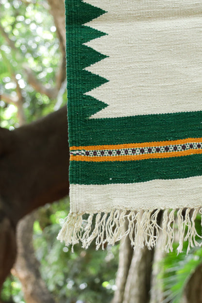 GEOMETRIC - Emerald Green & Garnet Wine - 2 x 2 ft