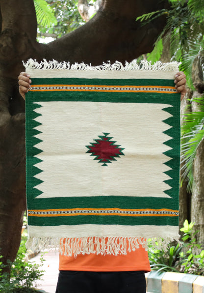 GEOMETRIC - Emerald Green & Garnet Wine - 2 x 2 ft