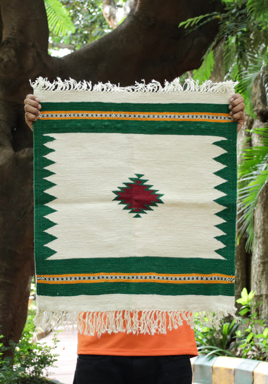 GEOMETRIC - Emerald Green & Garnet Wine - 2 x 2 ft