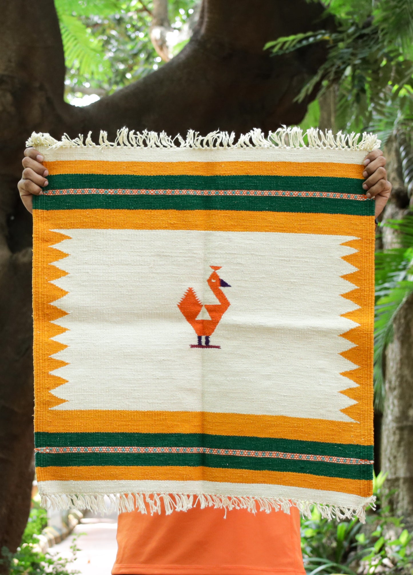 NAVAL - Tangerine Poppy & Cypress Green - 2 x 2 ft