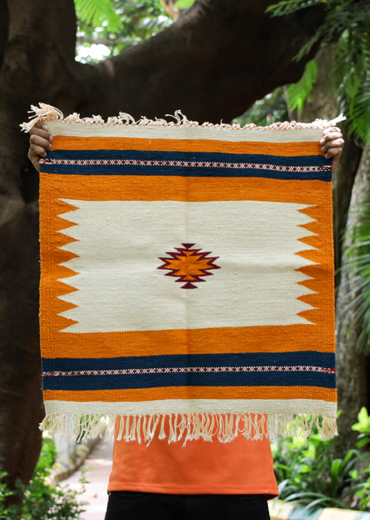 GEOMETRIC - Marigold Ochre & Midnight Navy - 2 x 2 ft